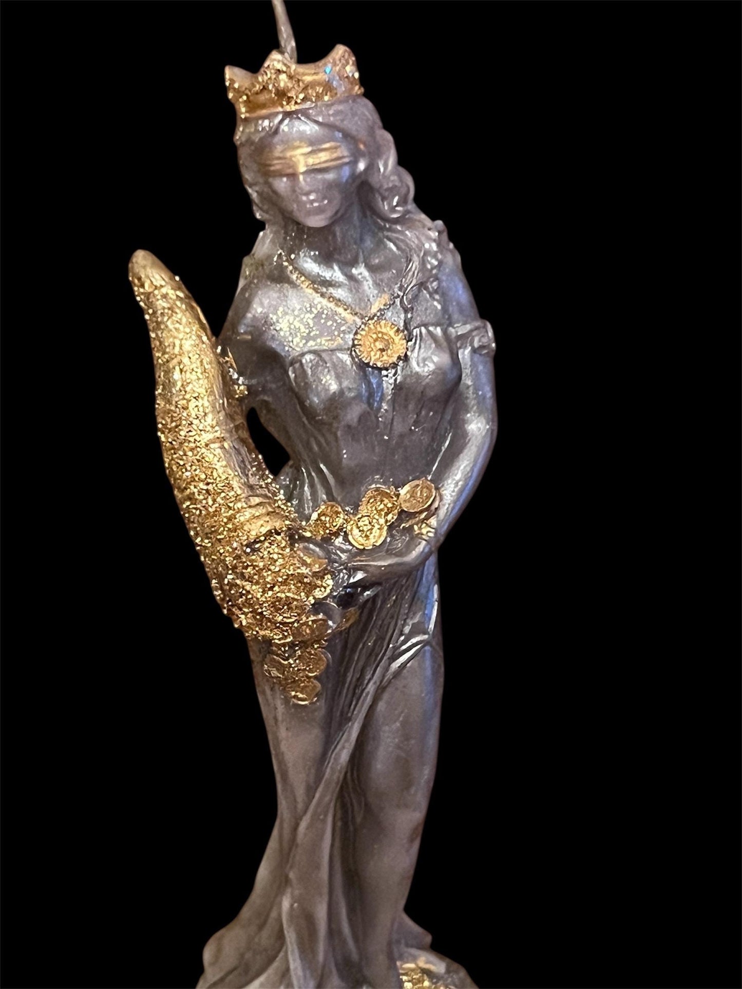 La Fortuna Fixed Candle + Tyche + Abundantia + Luck + Money Drawing + 24K Gold Leaf + Roman & Greek Goddess