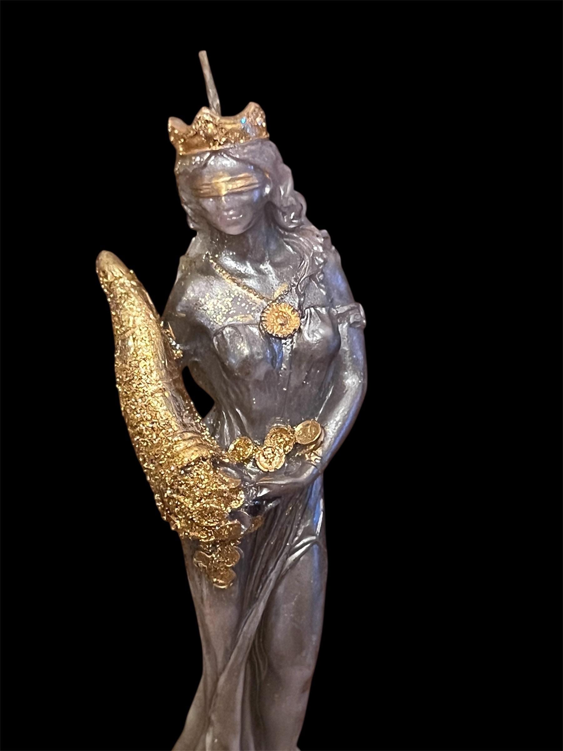 La Fortuna Fixed Candle + Tyche + Abundantia + Luck + Money Drawing + 24K Gold Leaf + Roman & Greek Goddess