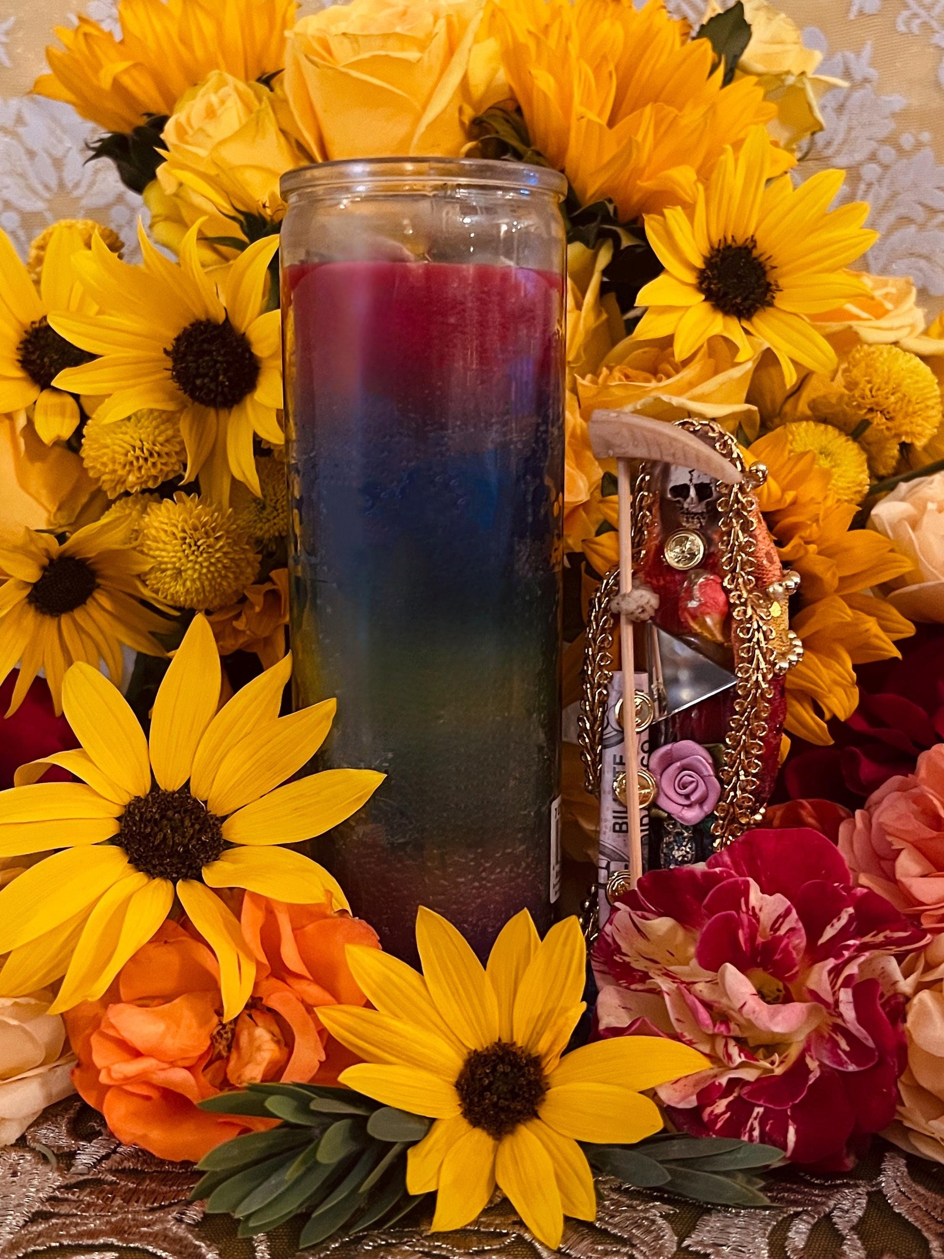 Santa Muerte Siete Potencias Fixed Candle + All-Purpose + Love + Money + Luck + Road Opening + LGBTQ+