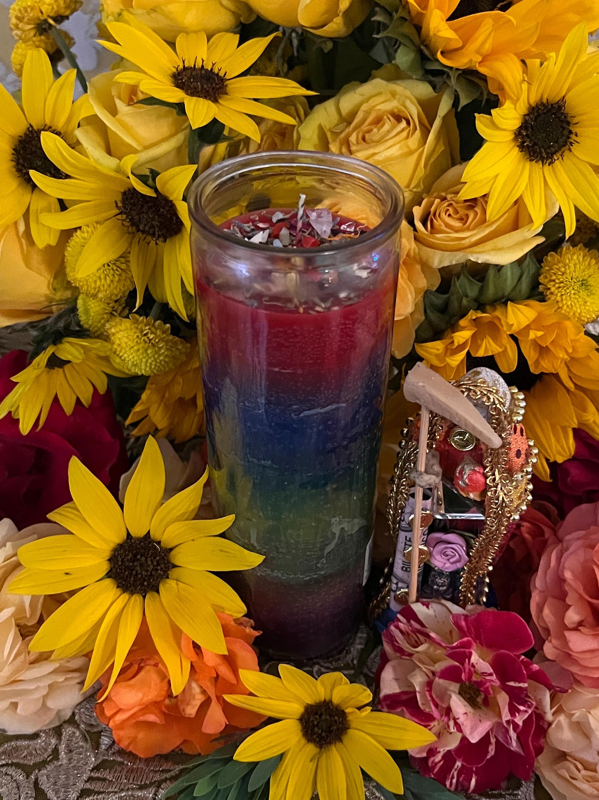 Santa Muerte Siete Potencias Fixed Candle + All-Purpose + Love + Money + Luck + Road Opening + LGBTQ+