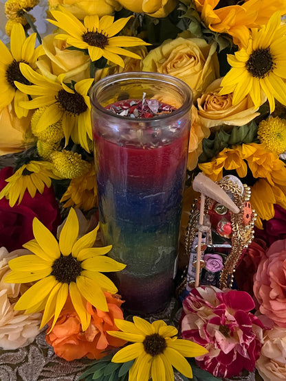 Santa Muerte Siete Potencias Fixed Candle + All-Purpose + Love + Money + Luck + Road Opening + LGBTQ+