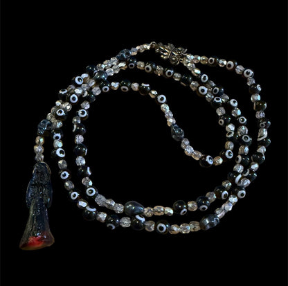 Santa Muerte Negra Evil Eye Rosary de Hilo + Protection + Reversing + Blessed + Handcrafted + Rosario