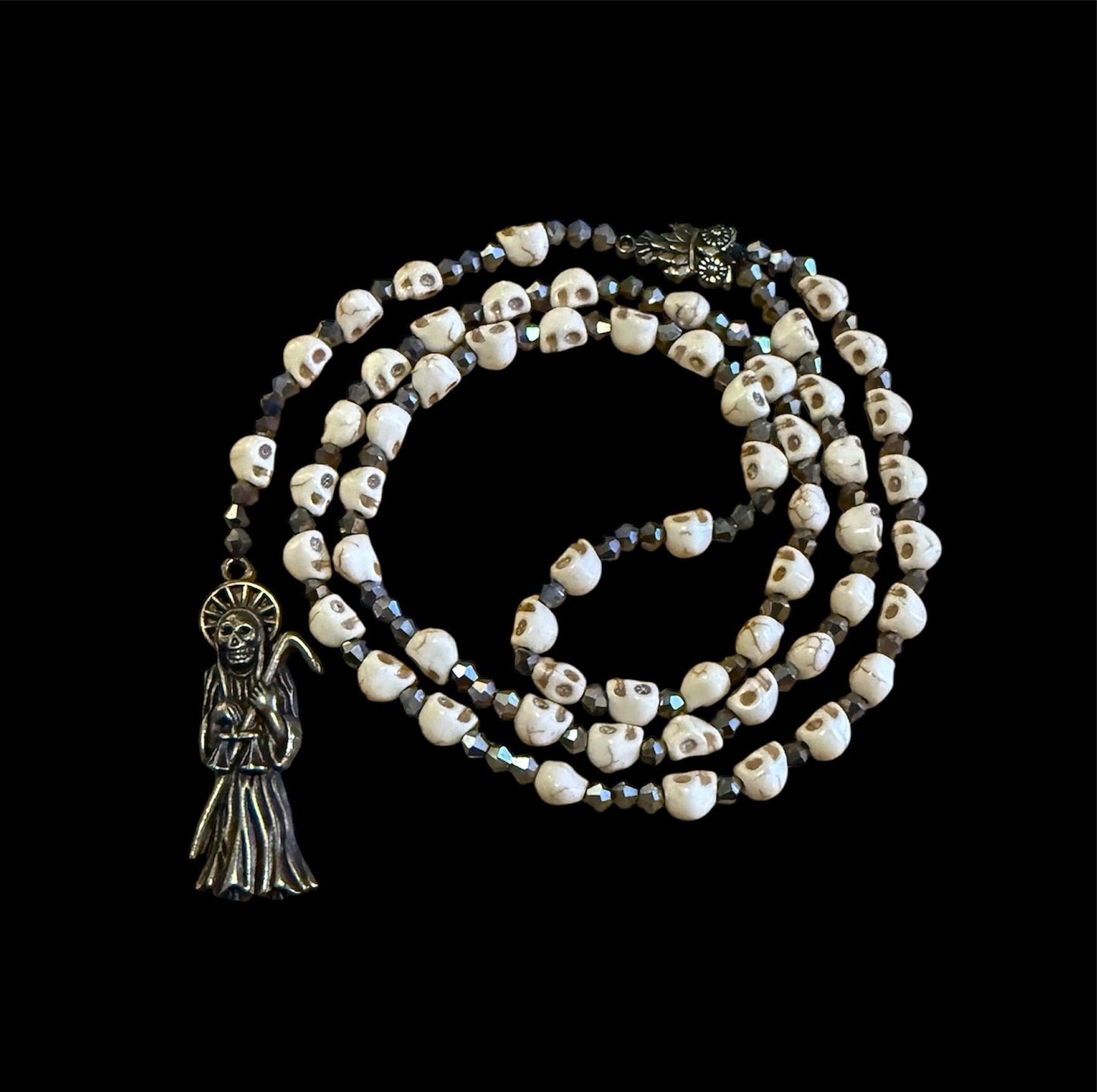 Santa Muerte Blanca Rosary de Hilo + Protection + Healing + Handcrafted + Rosario