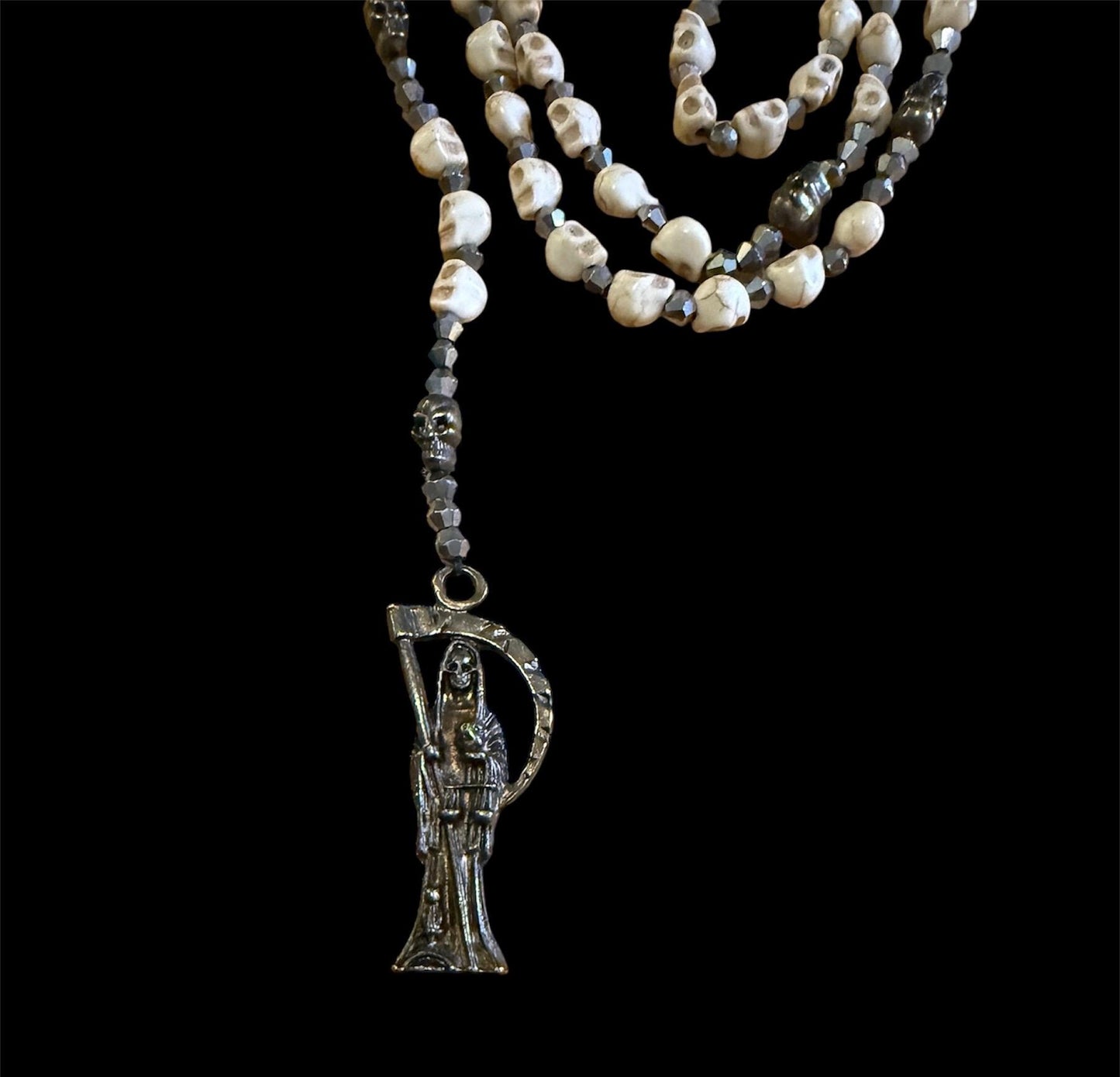 Santa Muerte Blanca Rosary de Hilo + Protection + Healing + Handcrafted + Rosario