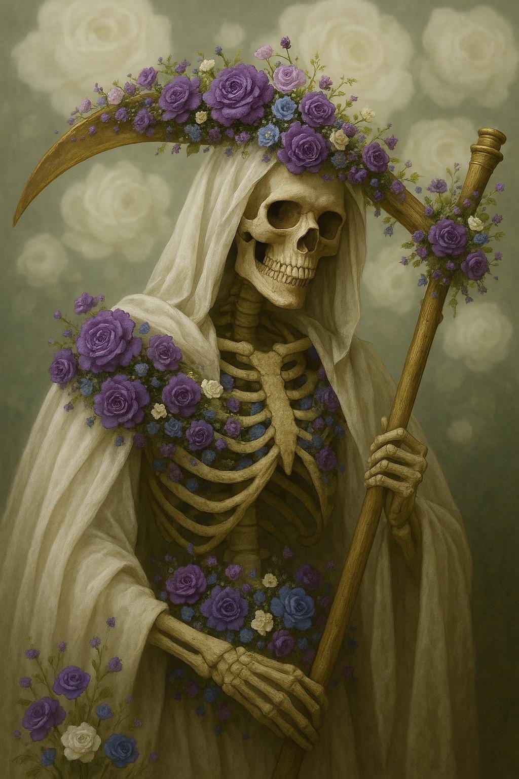 Santa Muerte Blanca Amulet + Healing + Protection + Peace + Remove Negativity + Amuleto + Santisima Muerte