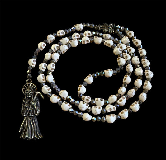 Santa Muerte Blanca Rosary de Hilo + Protection + Healing + Handcrafted + Rosario