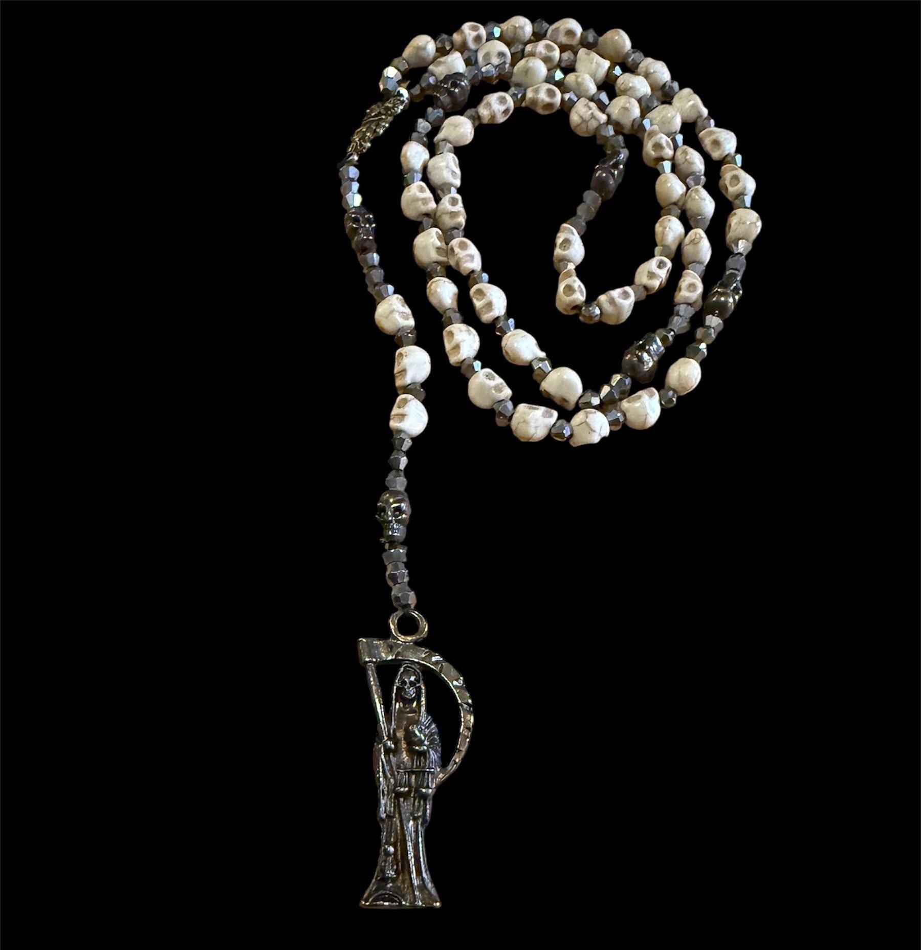 Santa Muerte Blanca Rosary de Hilo + Protection + Healing + Handcrafted + Rosario