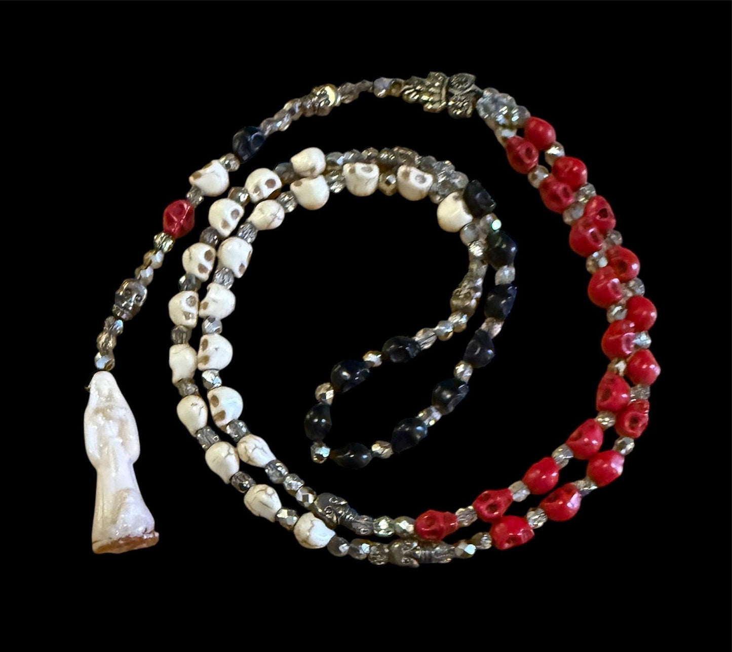 Santa Muerte Blanca Rosary de Hilo + Three Robes + Traditional Colors + Blessed + Rosario
