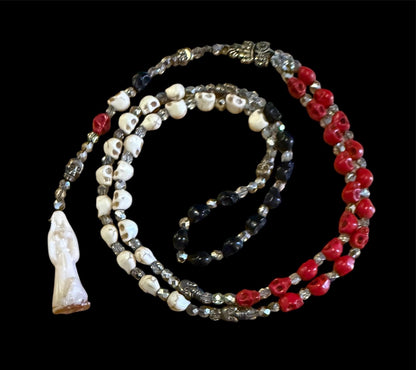 Santa Muerte Blanca Rosary de Hilo + Three Robes + Traditional Colors + Blessed + Rosario