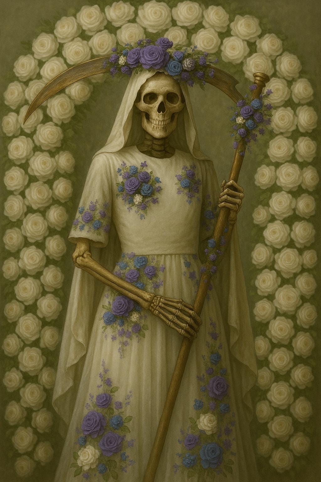 Santa Muerte Blanca Amulet + Healing + Protection + Peace + Remove Negativity + Amuleto + Santisima Muerte