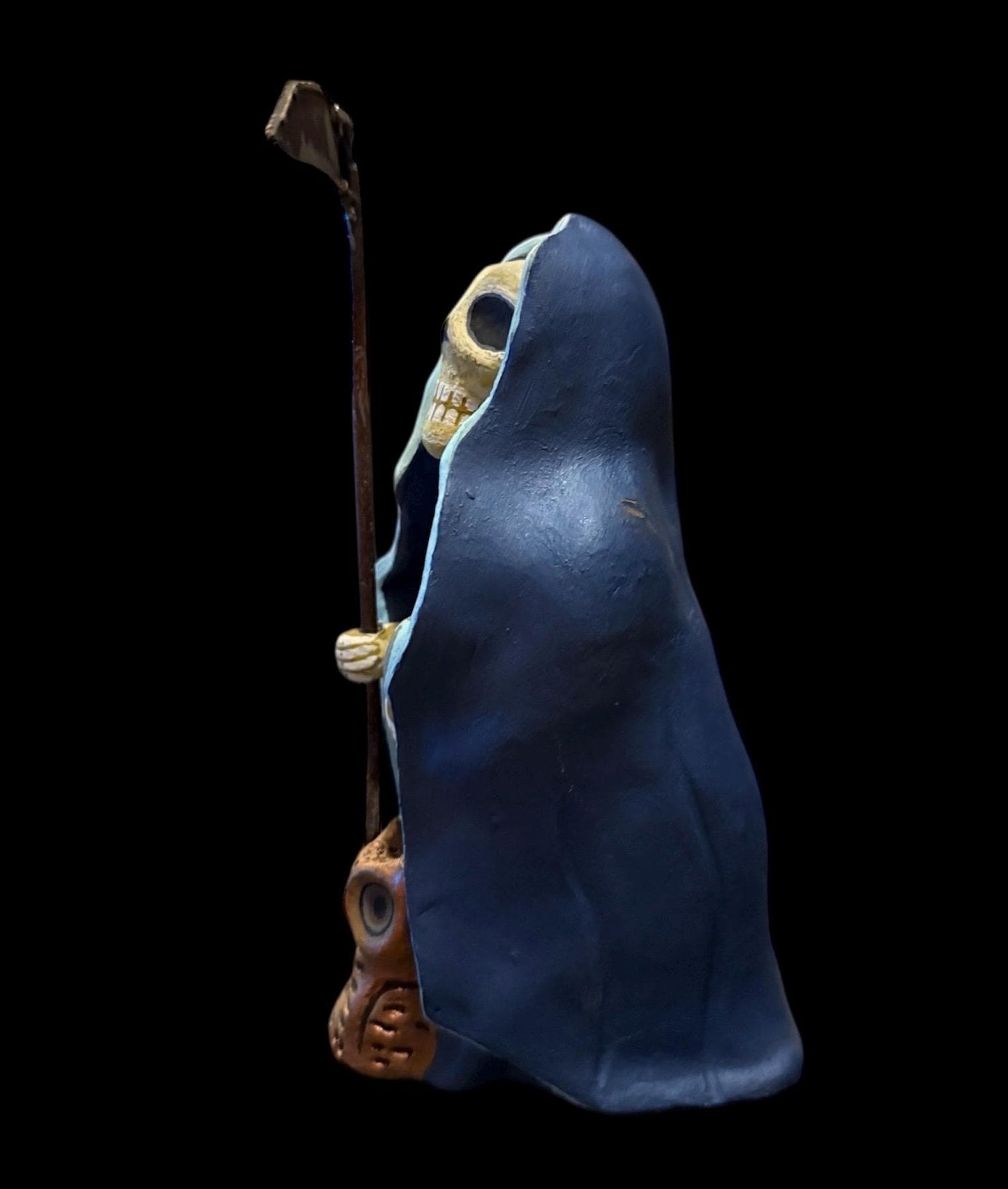 Santa Muerte Azul Statue + Blue + Mictecacihuatl + Mictlantecihuatl + Traditionally Crafted from Mexican Clay + 1 of a Kind + Made in Mexico