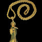Gold Santa Muerte Verde Necklace + Money + Justice + Blessed + 18K Gold Plated Pendant & Chain + Green Zirconia + Protection + Made Mexico