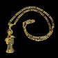 Gold Santa Muerte Verde Necklace + Money + Justice + Blessed + 18K Gold Plated Pendant & Chain + Green Zirconia + Protection + Made Mexico