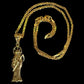 Gold Santa Muerte Necklace + Prosperity + Money + Blessed + 18K Gold Plated Pendant & Chain + Clear Zirconia + Protection + Made in Mexico