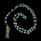 Santa Muerte Azul Rosary + Blue + Sterling Silver Plated Chain + Handcrafted + Rosario