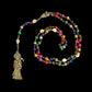 Santa Muerte Siete Colores Rosary + Siete Potencias + All-Purpose + Blessed + Sterling Silver Plated Chain + Handcrafted + Rosario
