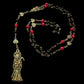 Santa Muerte Negra y Roja Rosary + Protection + Reversing + Black & Red + Blessed + Sterling Silver Plated Chain + Handcrafted + Rosario