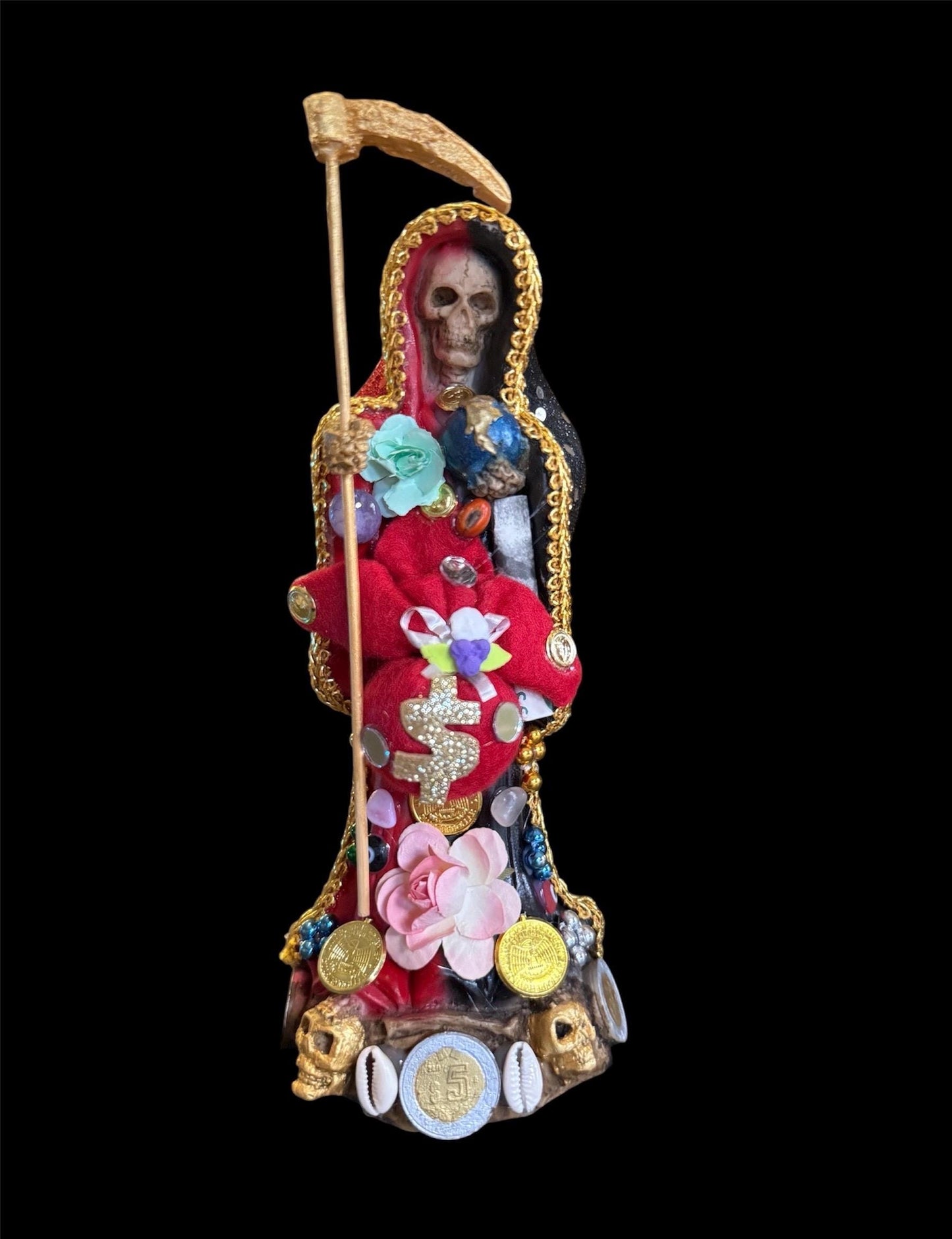 Santa Muerte Reversing Roja y Negra Statue + Controlling + Domination + Baptized + Fixed + Made in Mexico