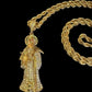 Gold Santa Muerte Blanca Necklace + Protection + Peace + Blessed + 18K Gold Plated Pendant & Chain + Clear Zirconia + Protection + Mexico