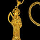 Gold Santa Muerte Necklace + Prosperity + Money + Blessed + 18K Gold Plated Pendant & Chain + Clear Zirconia + Protection + Made in Mexico