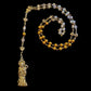 Santa Muerte Dorada Rosary + Oro + Heart of Gold + Blessed + Sterling Silver Plated Chain + Handcrafted + Rosario