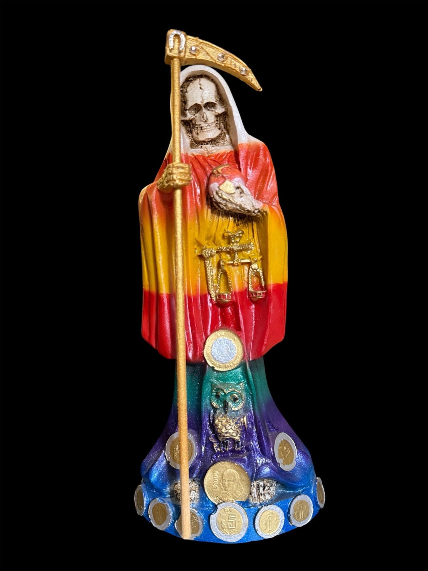 Santa Muerte Siete Colores Statue + 12” + Fixed and Baptized on Feast Day