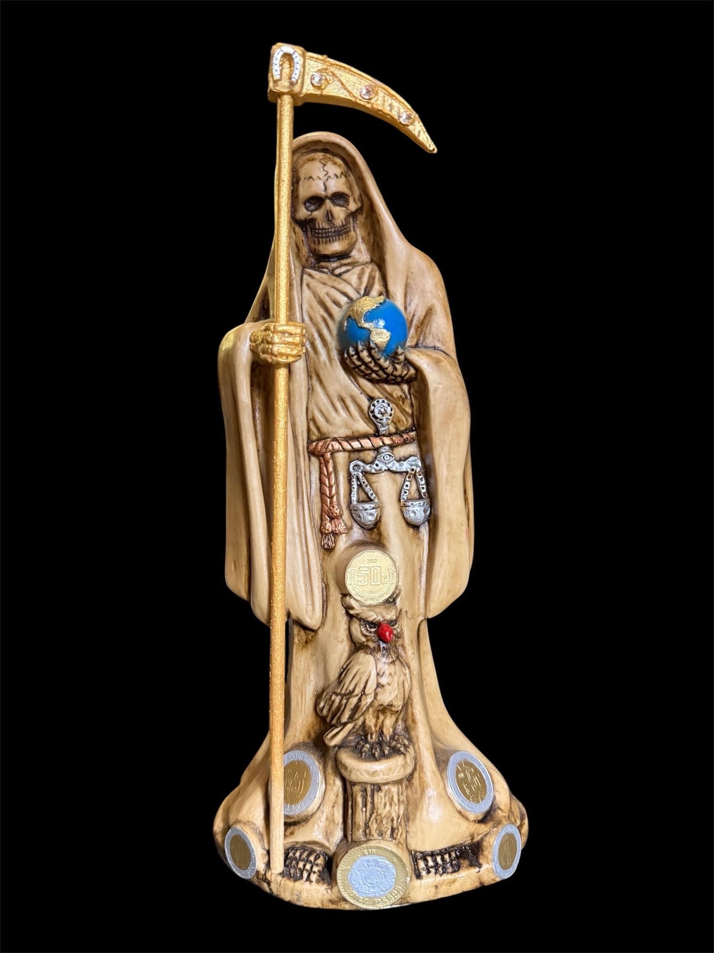 Santa Muerte Bone Statue + 12” + Hueso + Baptized + Fixed + Made in Mexico + All-Purpose