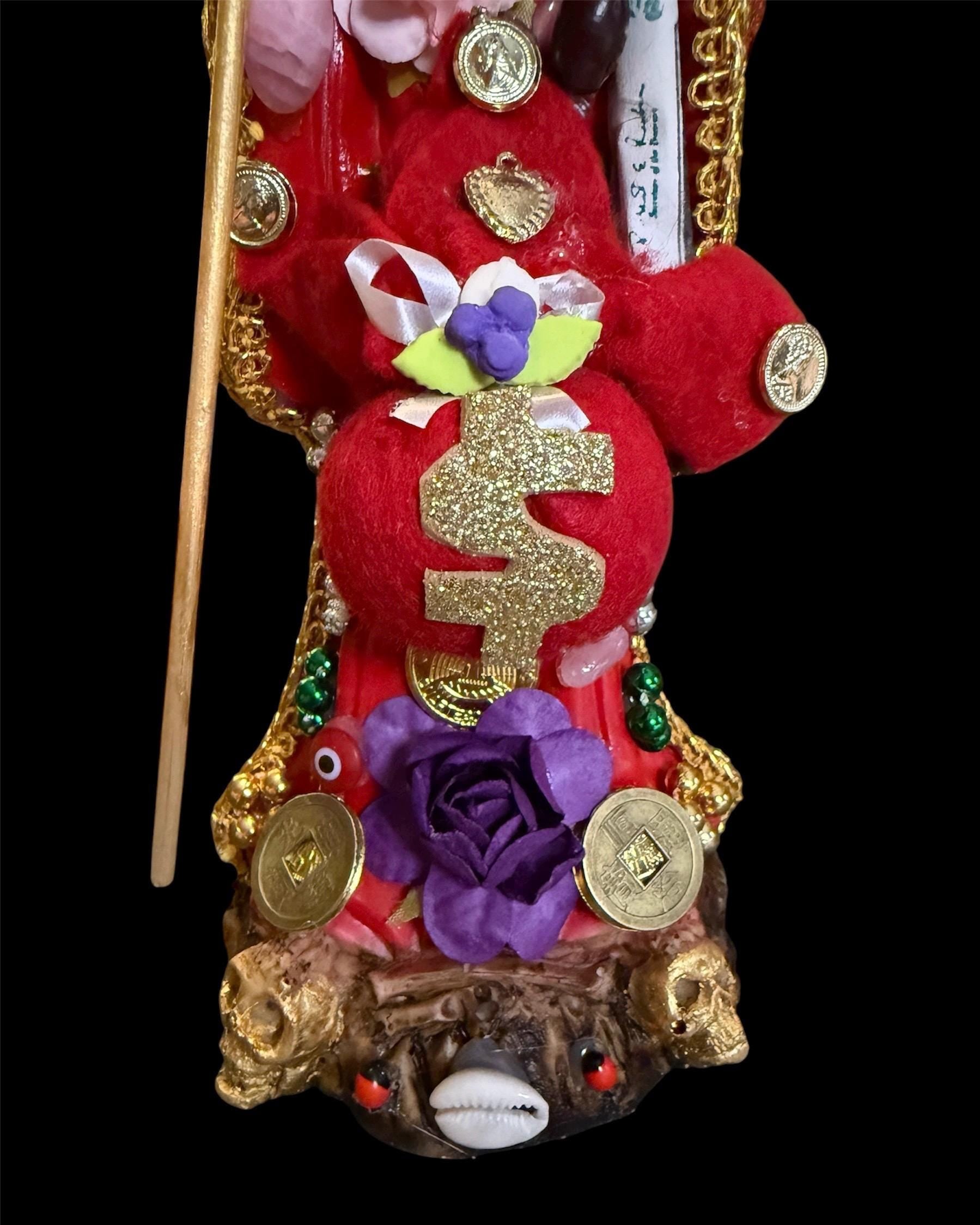 Santa Muerte Roja Statue + Love + Money + Passion + Baptized + Fixed + Made in Mexico