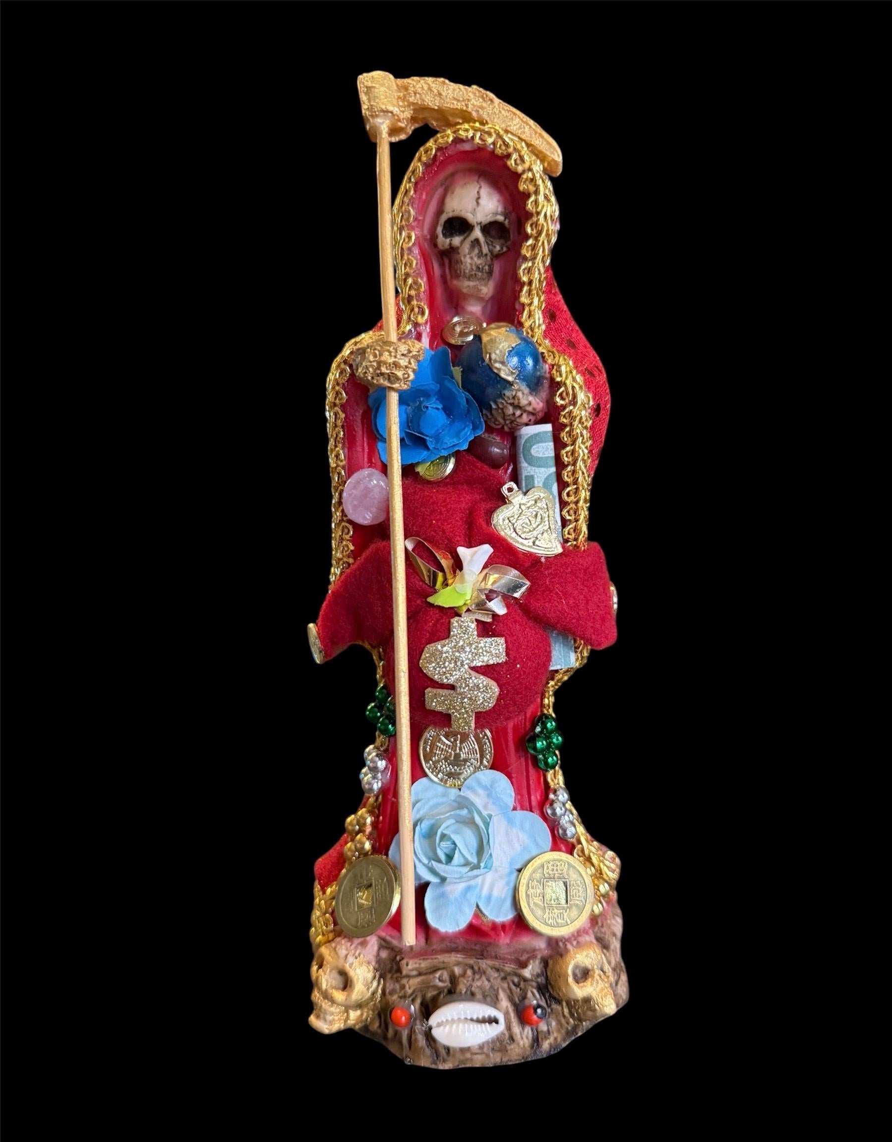 Santa Muerte Roja Statue + Love + Money + Passion + Baptized + Fixed + Made in Mexico