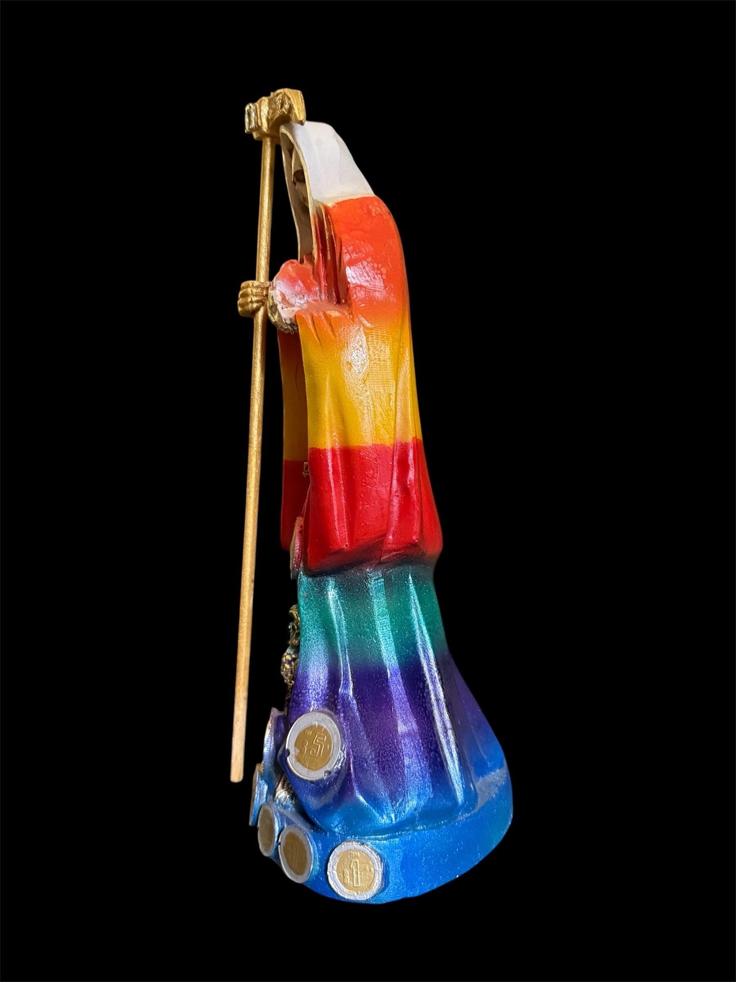 Santa Muerte Siete Colores Statue + 12” + Fixed and Baptized on Feast Day