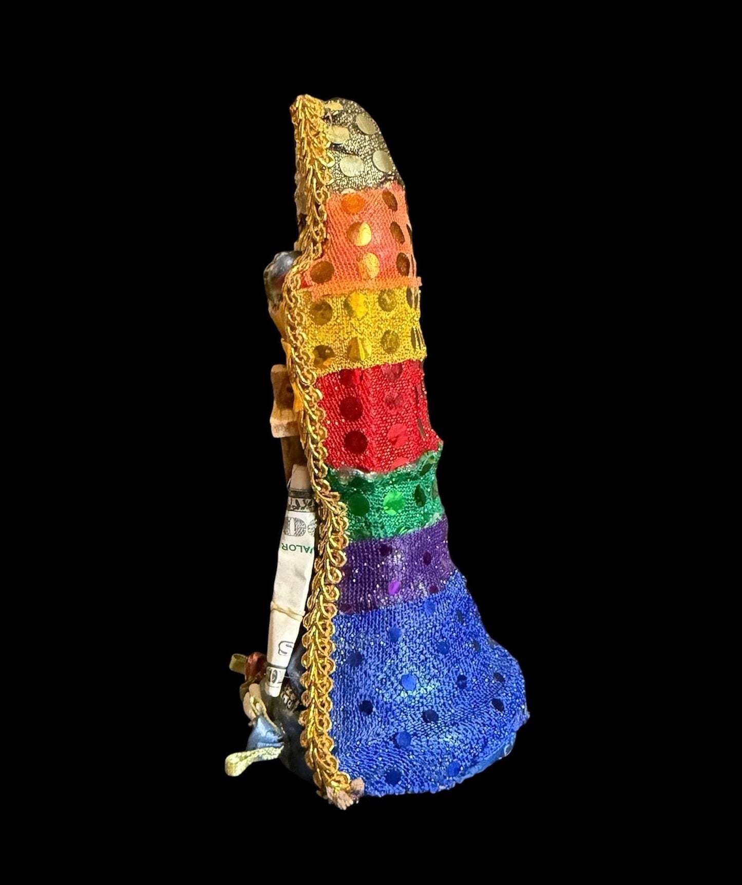 Santa Muerte Siete Colores Abundance Statue + Baptized + Fixed + Made in Mexico
