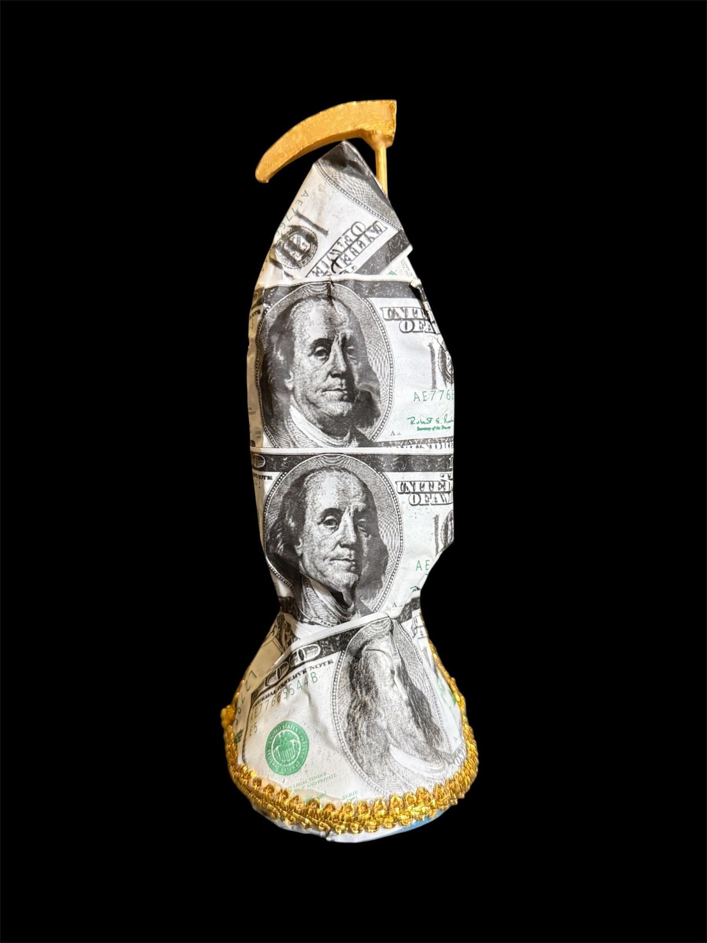 Santa Muerte Money Statue + Abundance + Prosperity + Wealth + Baptized + 24K Gold + Fixed + Made in Mexico
