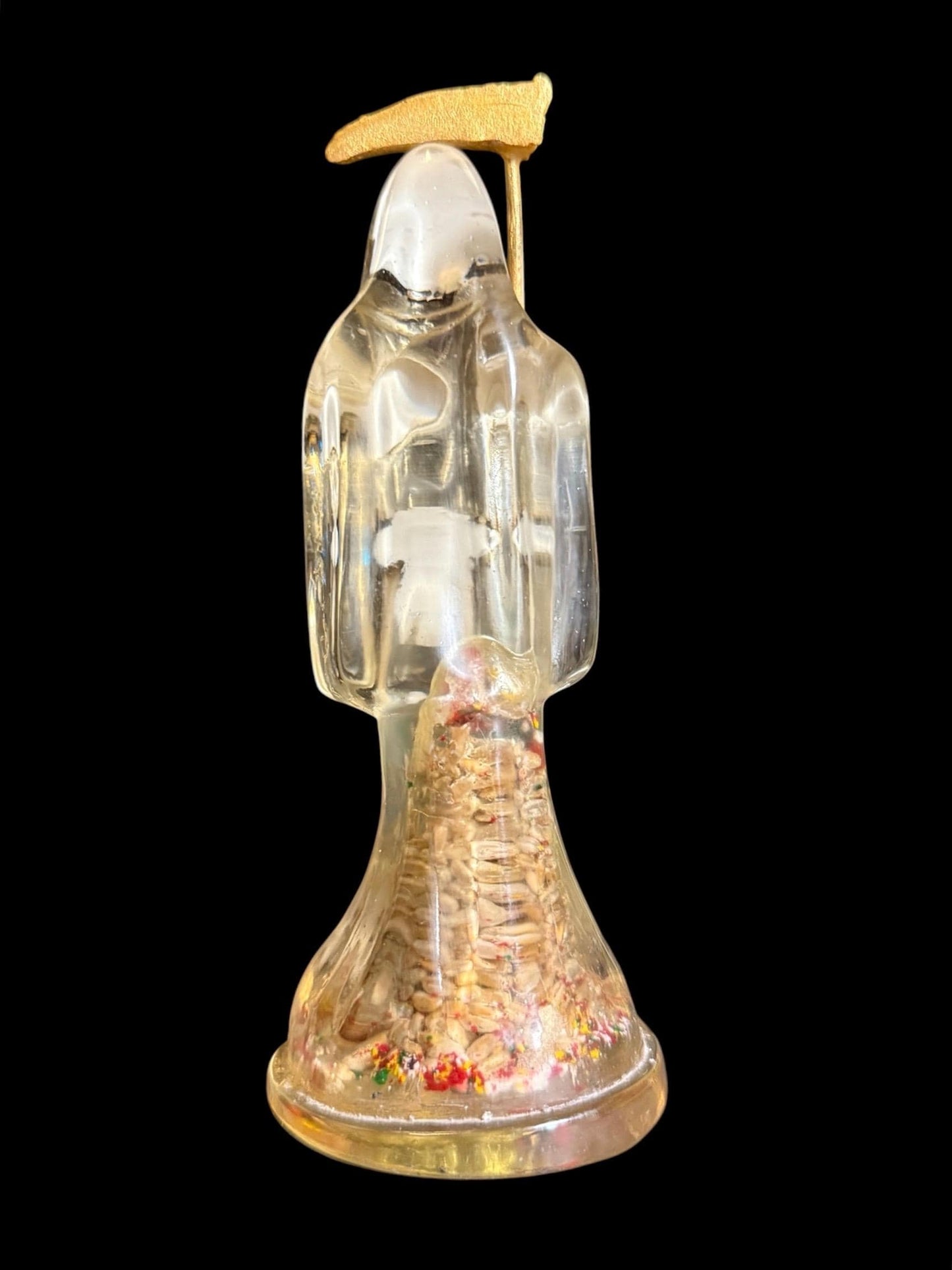 Santa Muerte Transparent & Clear Statue + Peace + Cleansing + Baptized + Blessed + Fixed + Made in Mexico
