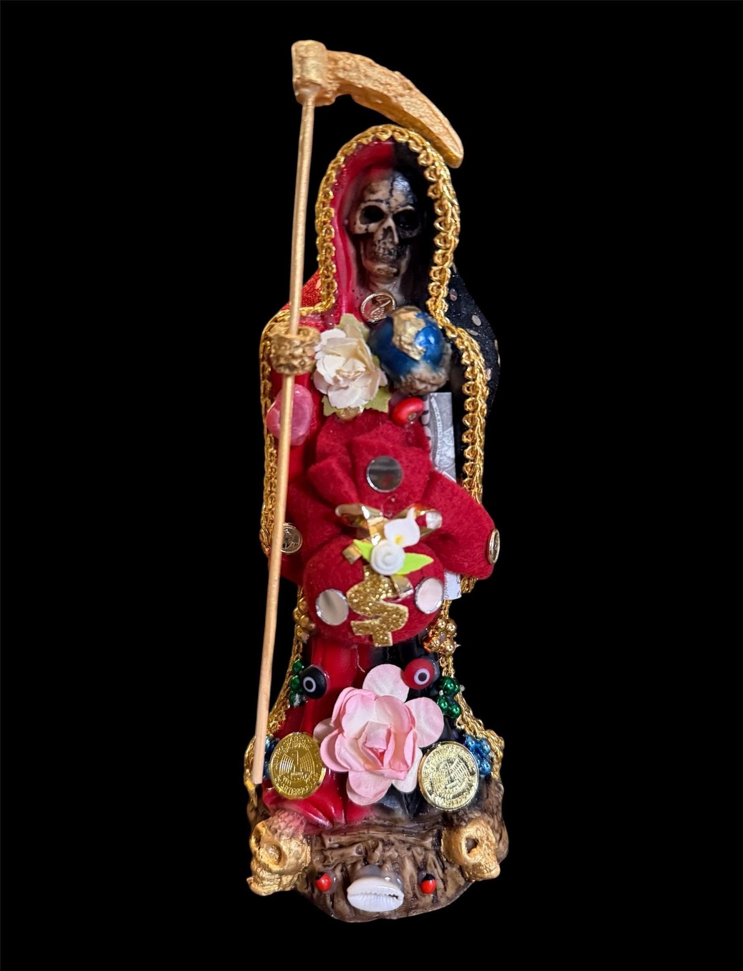 Santa Muerte Reversing Roja y Negra Statue + Baptized + Fixed + Made in Mexico