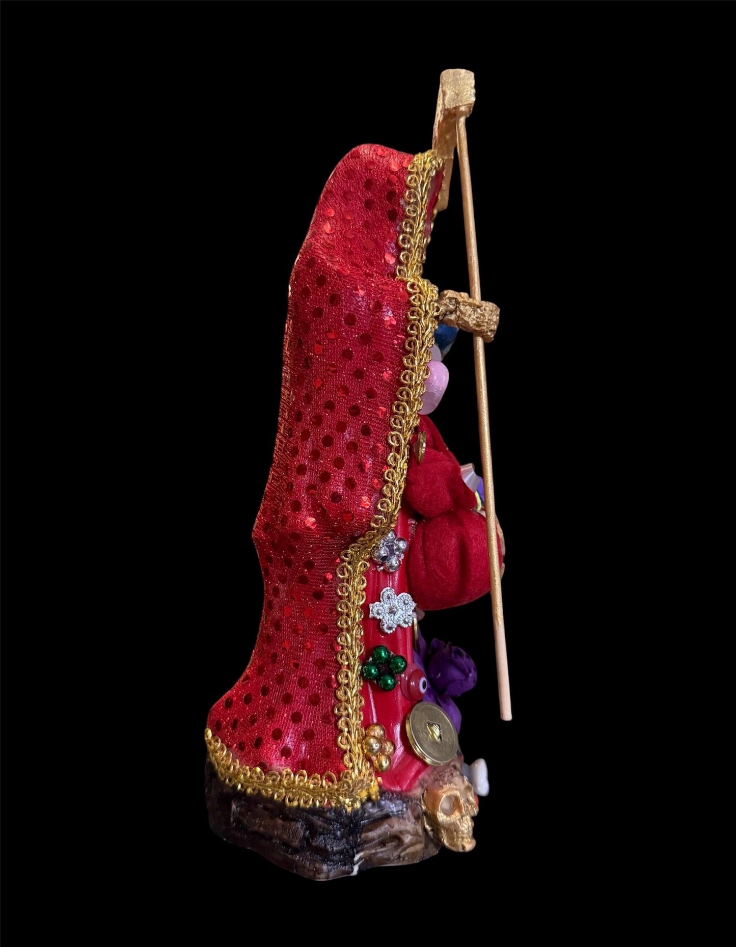 Santa Muerte Roja Statue + Love + Money + Passion + Baptized + Fixed + Made in Mexico