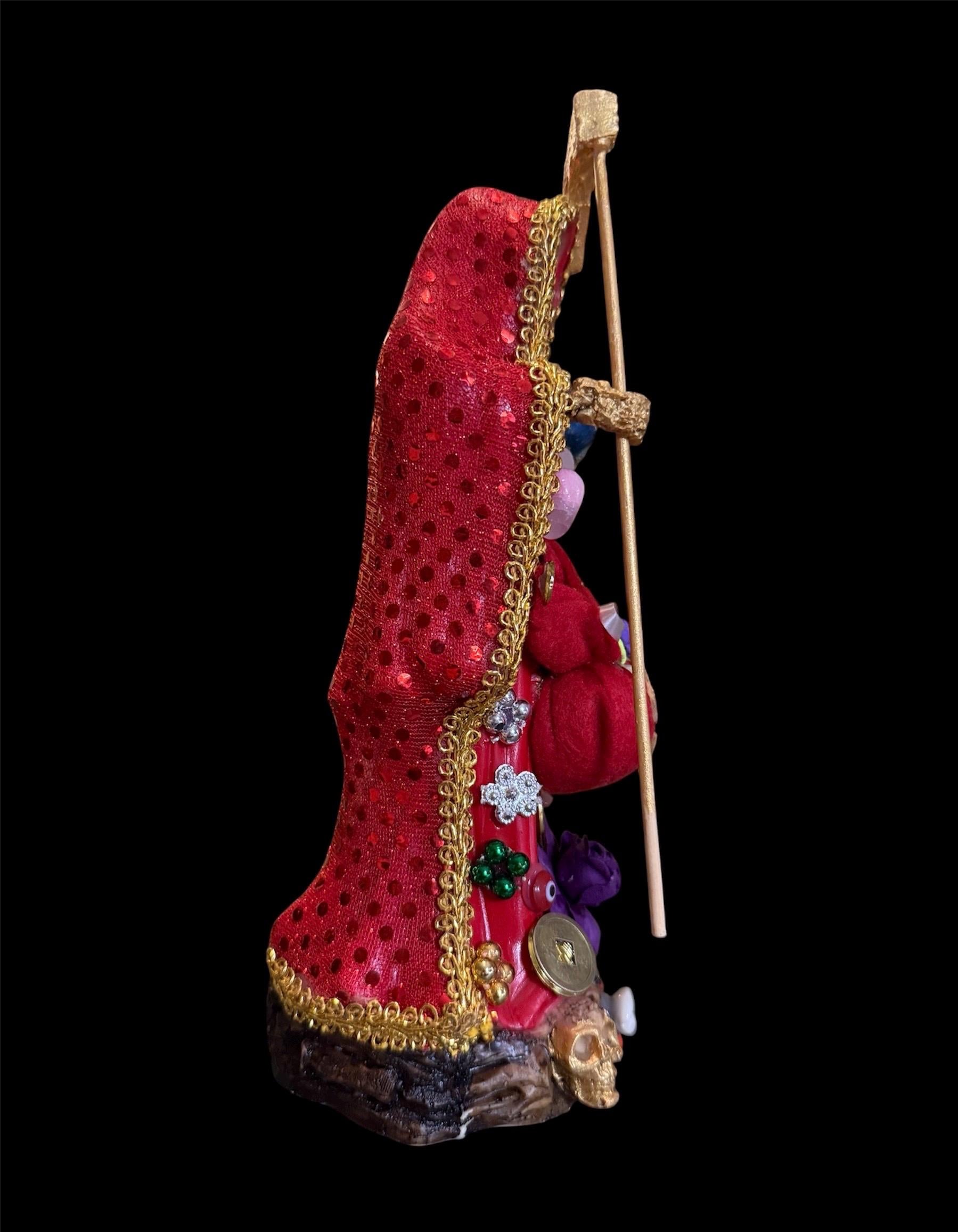 Santa Muerte Roja Statue + Love + Money + Passion + Baptized + Fixed + Made in Mexico