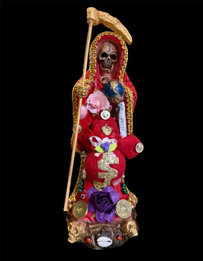 Santa Muerte Roja Statue + Love + Money + Passion + Baptized + Fixed + Made in Mexico