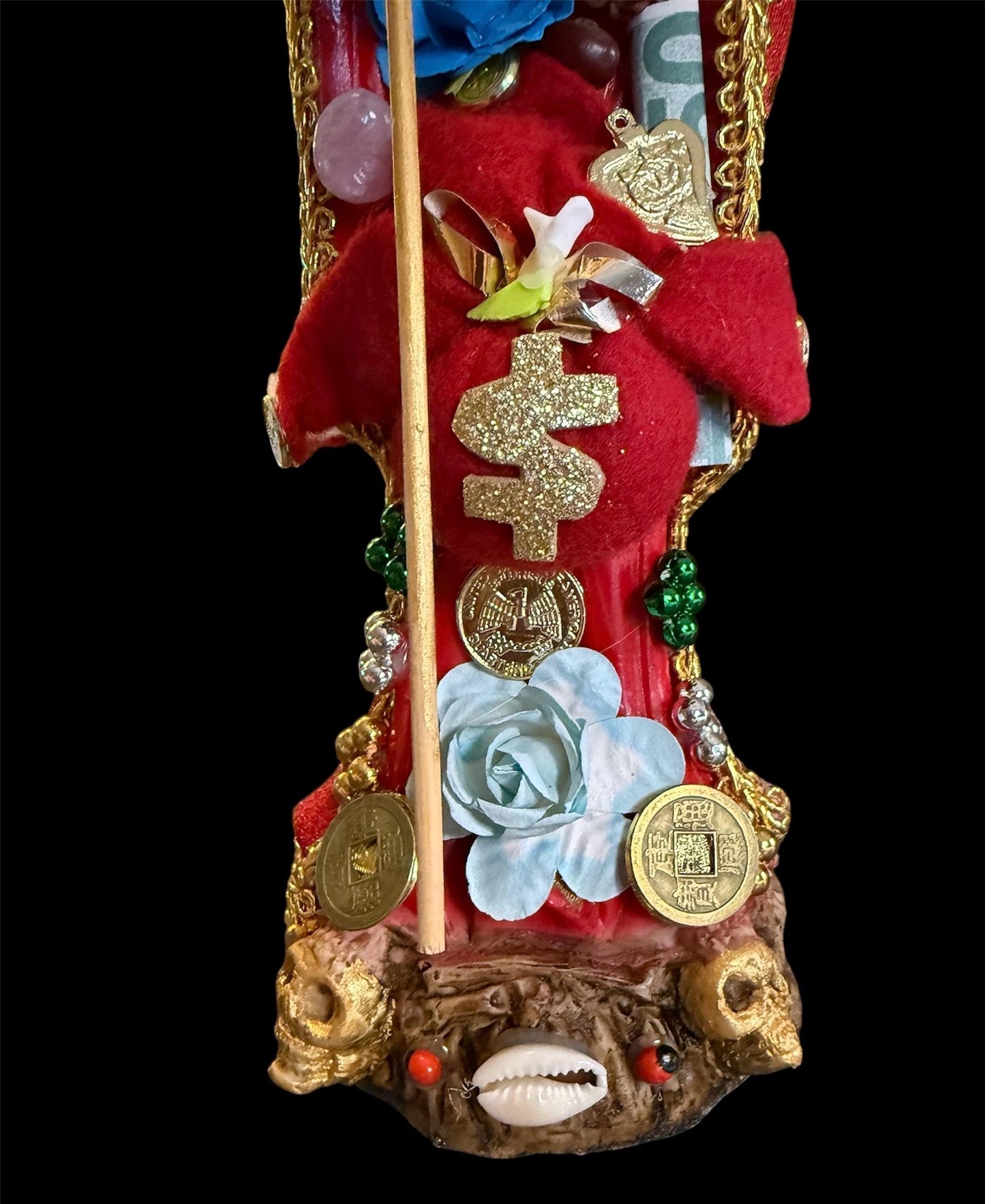 Santa Muerte Roja Statue + Love + Money + Passion + Baptized + Fixed + Made in Mexico