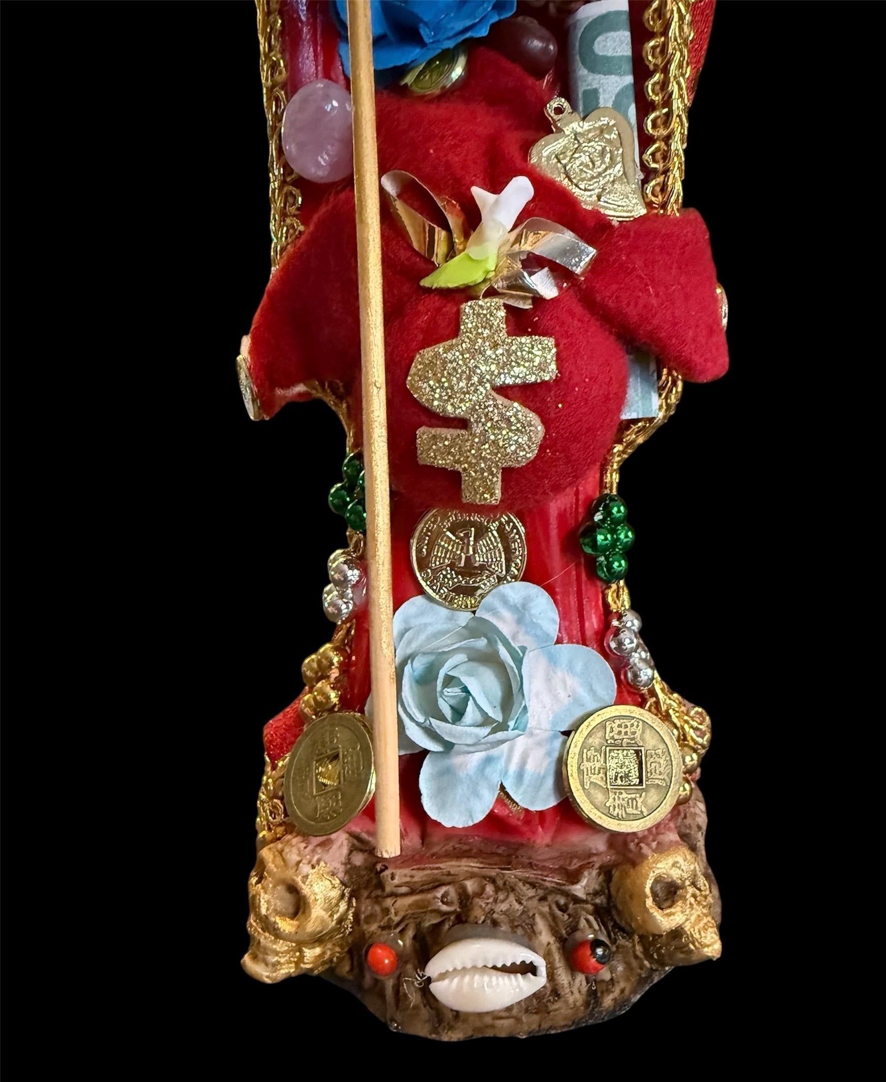 Santa Muerte Roja Statue + Love + Money + Passion + Baptized + Fixed + Made in Mexico