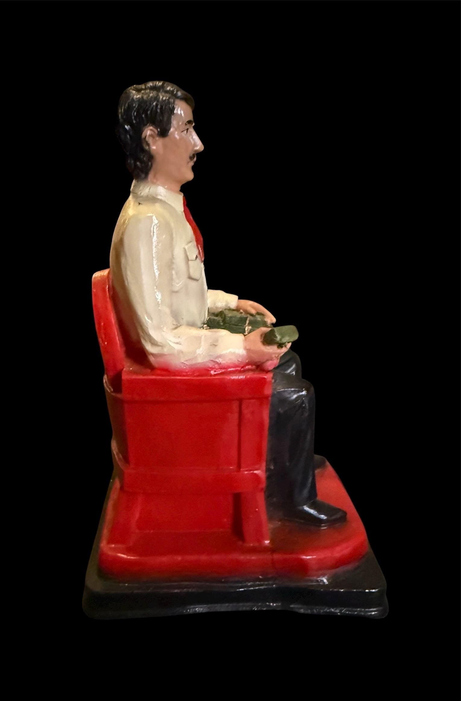 Vintage Jesus Malverde Seated Statue + Blessed + Handcrafted in Mexico + Unique