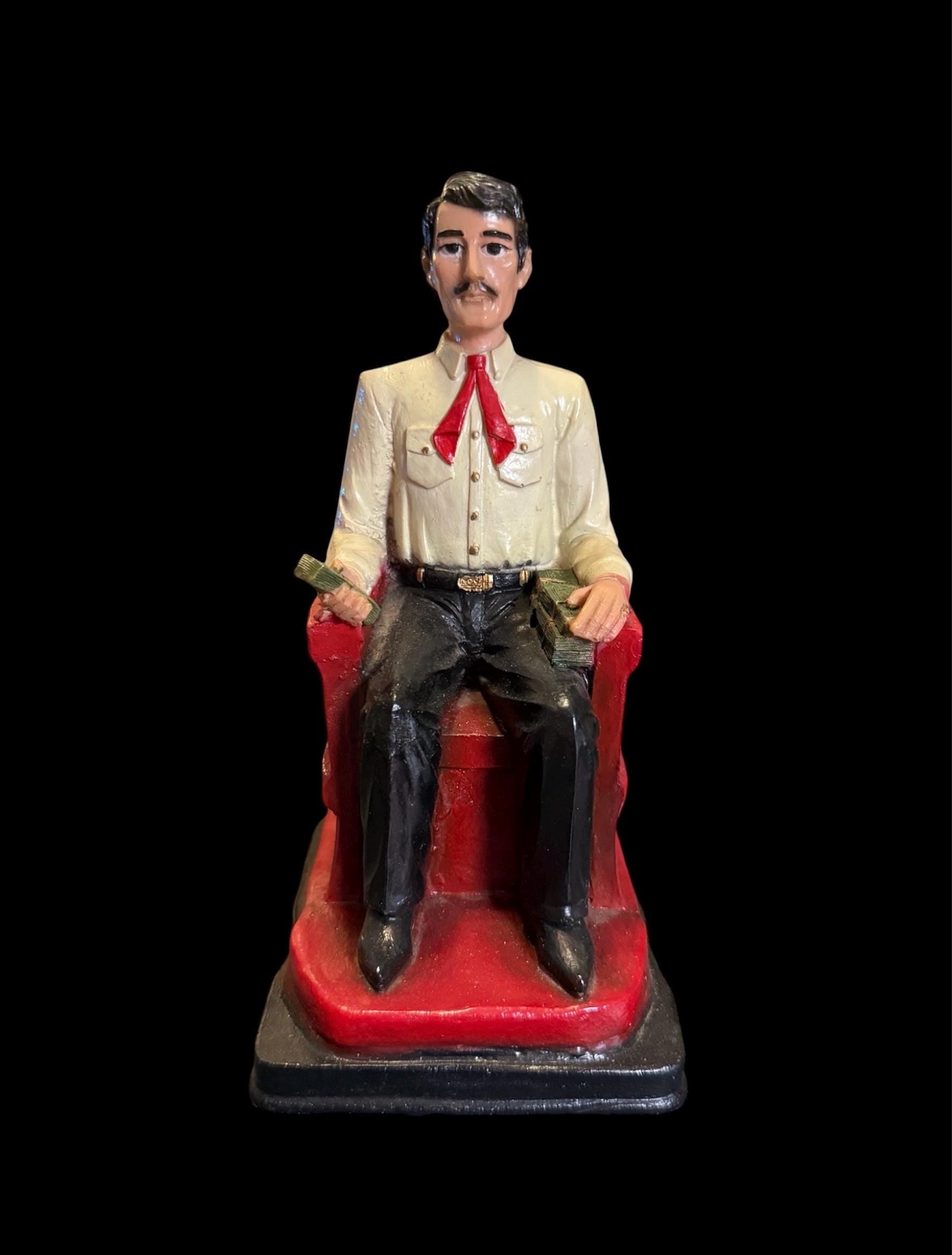 Vintage Jesus Malverde Seated Statue + Blessed + Handcrafted in Mexico + Unique