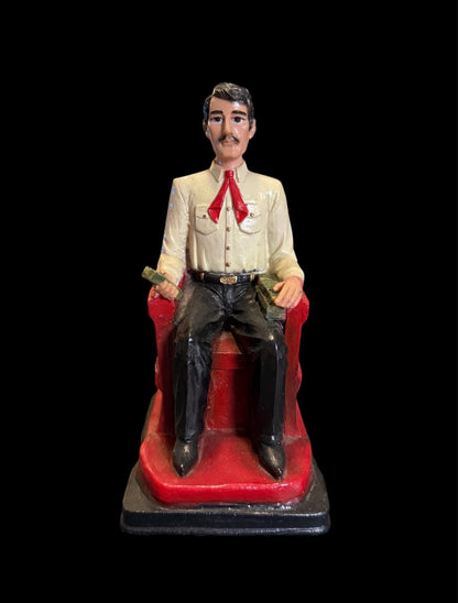 Vintage Jesus Malverde Seated Statue + Blessed + Handcrafted in Mexico + Unique