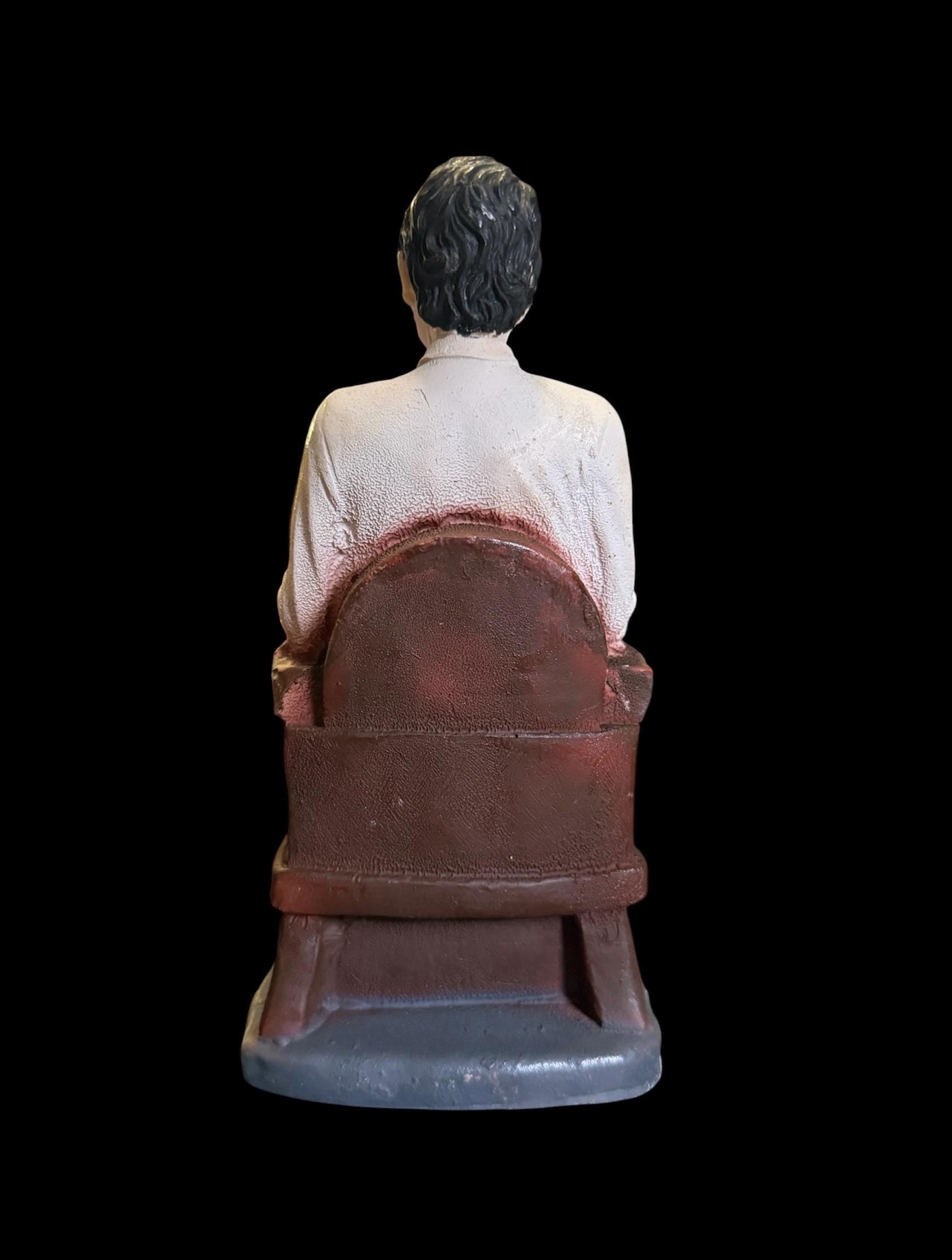 Vintage Jesus Malverde Seated Statue + Blessed + Handcrafted in Mexico + Unique