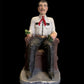 Vintage Jesus Malverde Seated Statue + Blessed + Handcrafted in Mexico + Unique