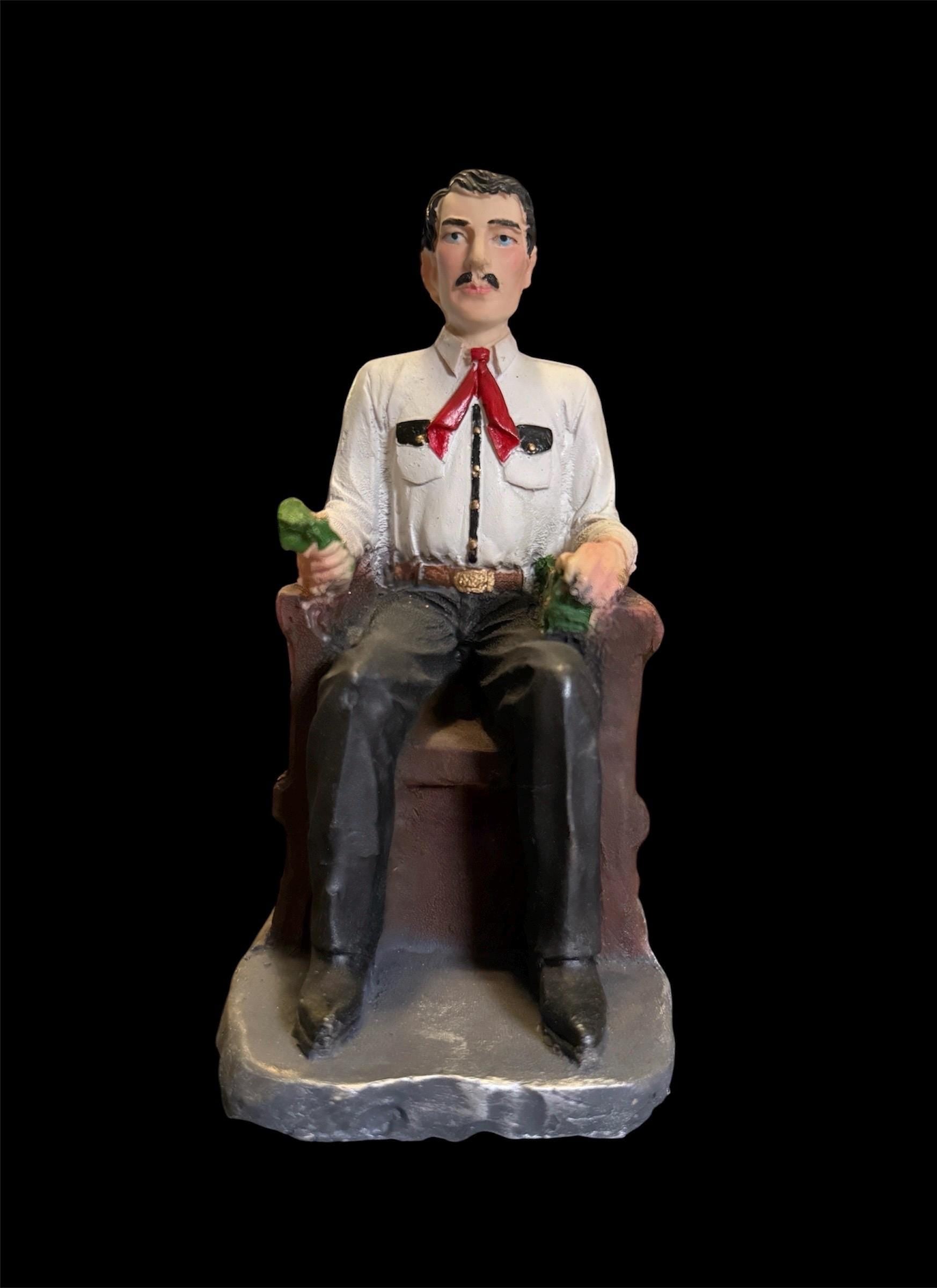 Vintage Jesus Malverde Seated Statue + Blessed + Handcrafted in Mexico + Unique