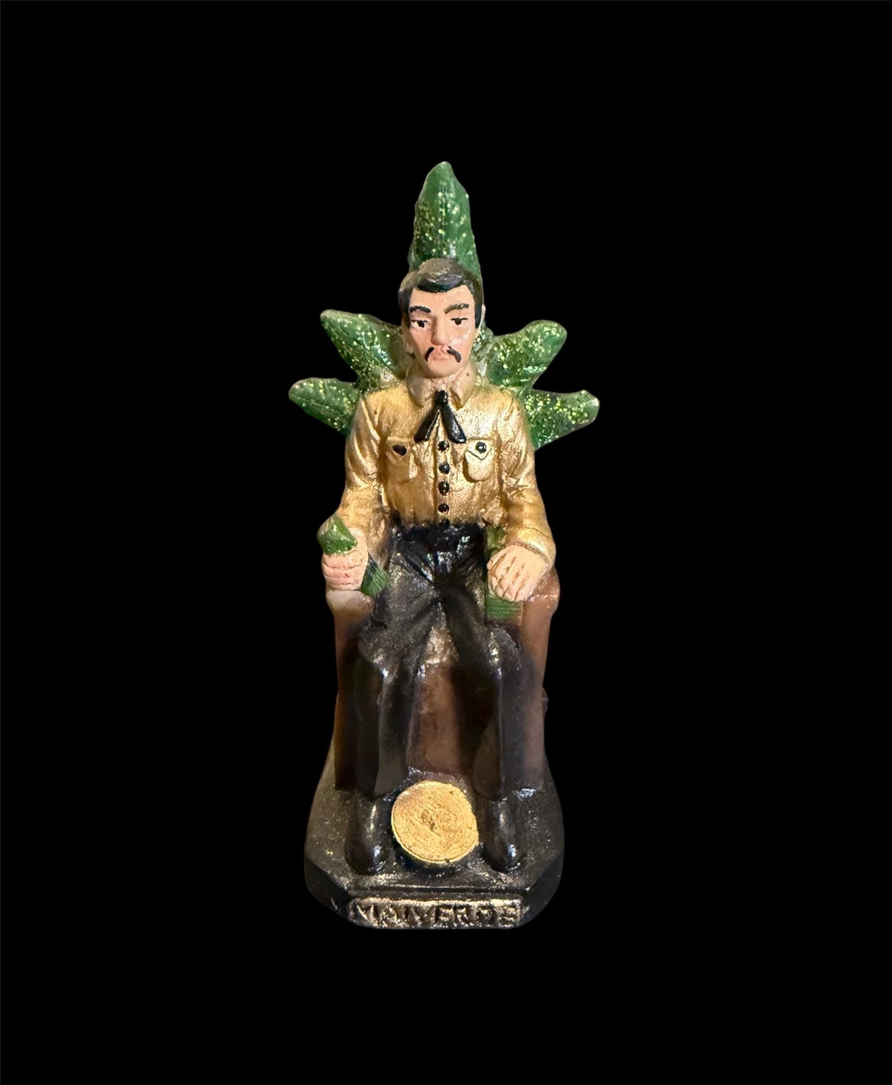 Jesus Malverde Seated Statue + Blessed + Handcrafted in Mexico + Unique