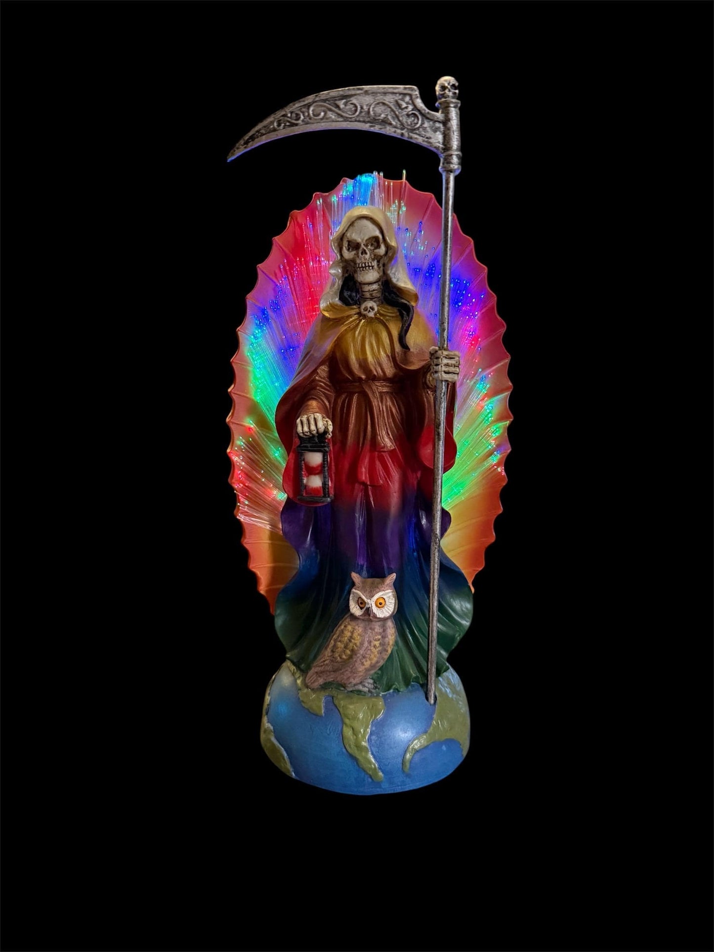 Santa Muerte Siete Colores Statue + 12” + Lights Up + Blessed
