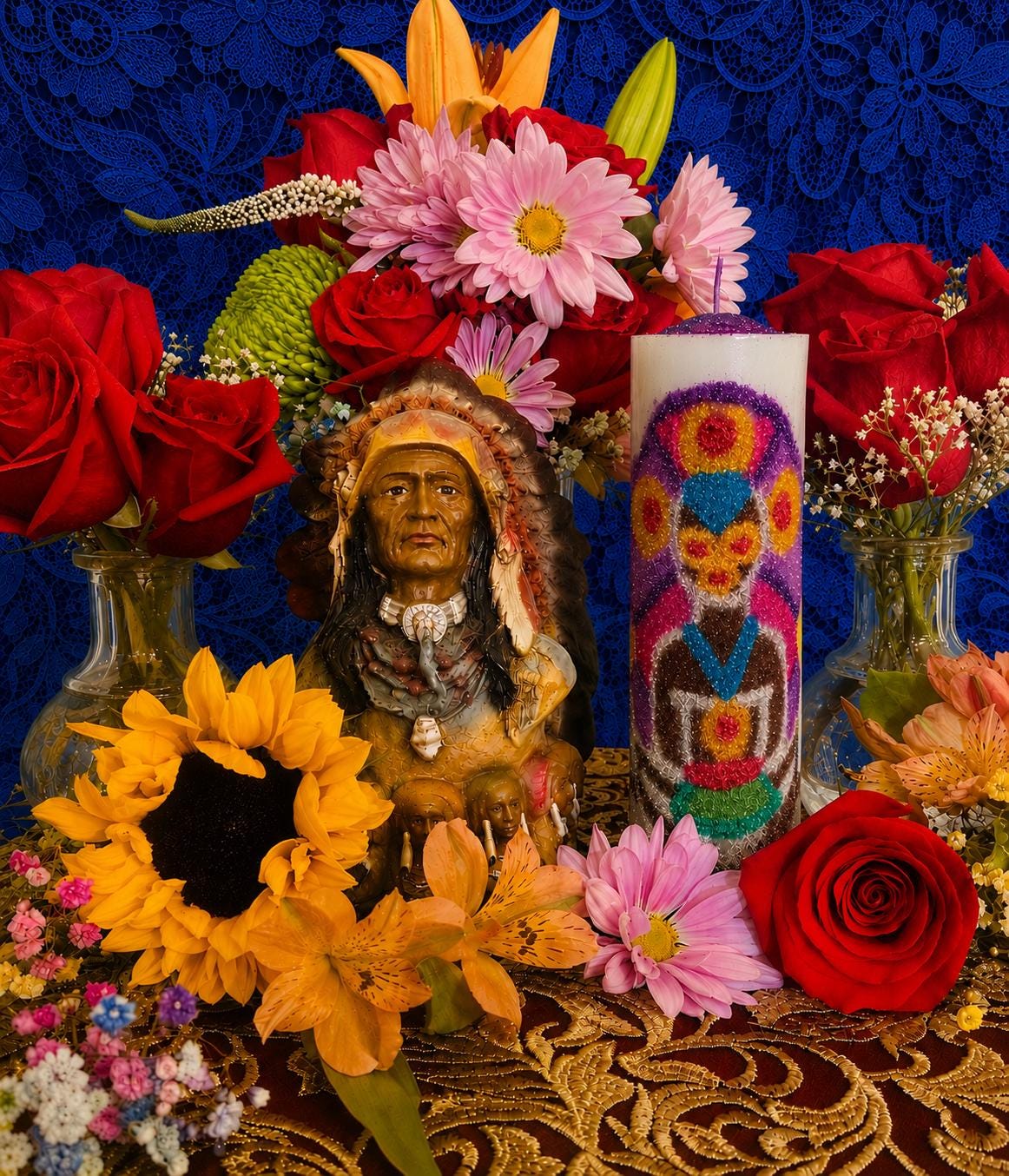 Indio Protection Hand-Carved Candle + Abundance + Blessings + Indian Spirit Guide + Indigenous + Native American