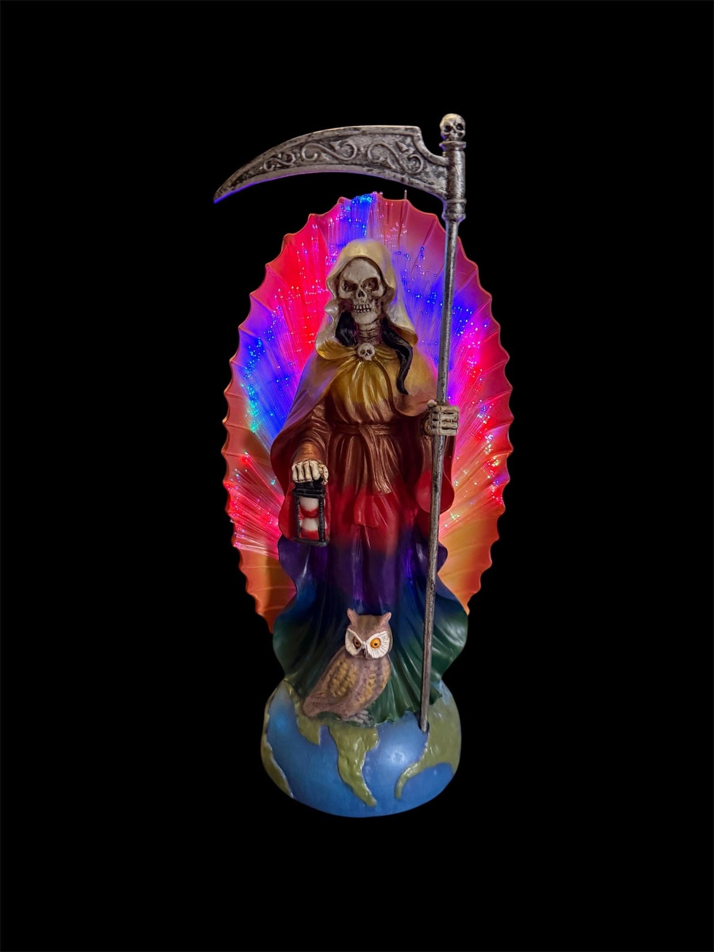 Santa Muerte Siete Colores Statue + 12” + Lights Up + Blessed