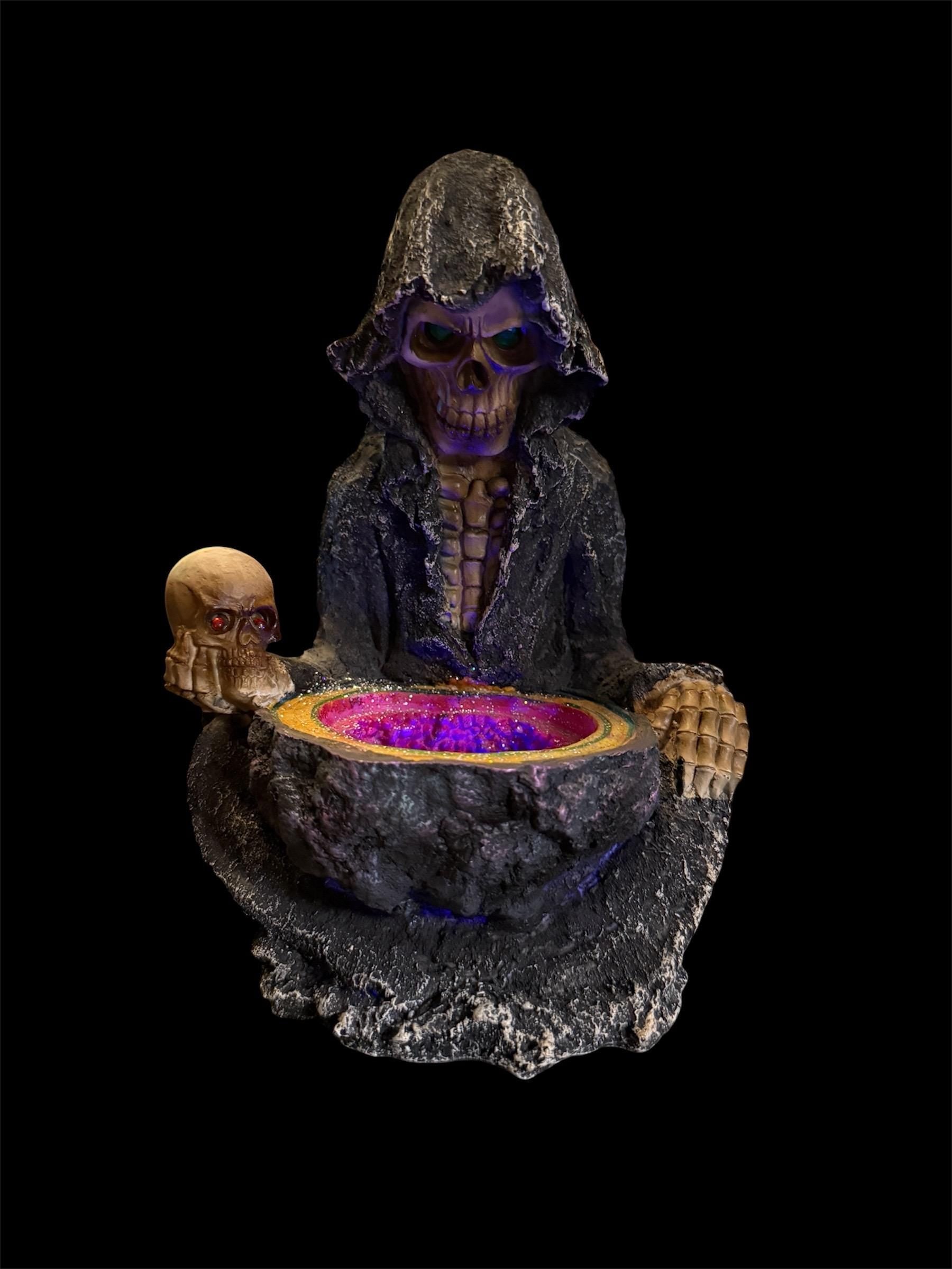 Santa Muerte Statue Looking into Geode + 8” + Lights Up + Blessed